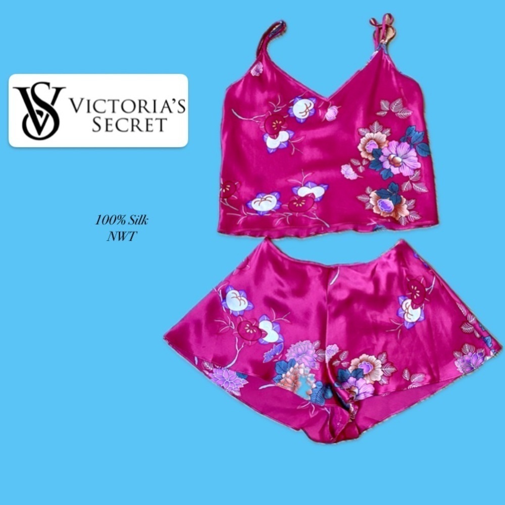 Victoria’s Secret NWT 100% Silk Y2K Gleam Floral Sleep Set | Tank & Shorts | M